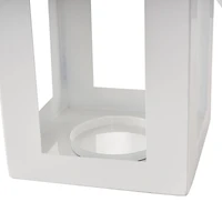 27" White Metal Arched Cutout Candle Lantern