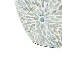 24.25" Blue & Cream Floral Mosaic Mother of Pearl Vase