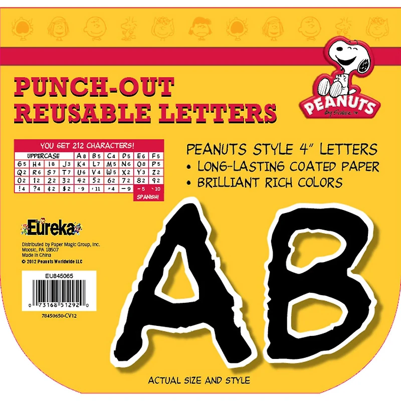 Eureka® Peanuts Black Deco 4" Letters, 3 Packs of 636
