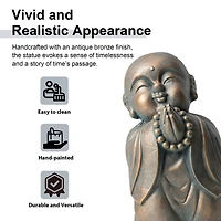 Glitzhome® 16.5" Faux Bronze Little Buddha Monk Garden Statue
