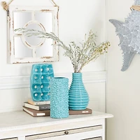 Blue Stoneware Modern Vase Set