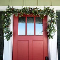 Village Lighting 9ft. Pre-Lit LED Rustic White Berry Christmas Garland