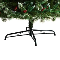 10ft. Pre-Lit Frosted Swiss Pine Artificial Christmas Tree with Berries, Clear LED Lights