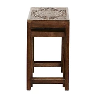 24" Brown Mango Wood Eclectic Accent Table