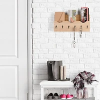 NEX™ Brown Wall Mounted Mail Holder & Organizer with 6 Key Hooks