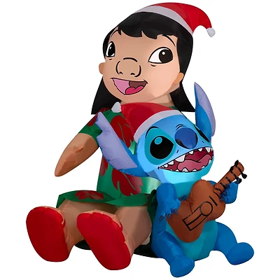 4ft. Airblown® Inflatable Christmas Lilo & Stitch in Santa Hats