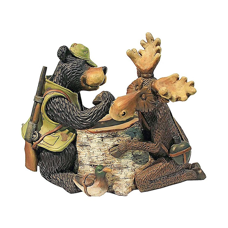 Design Toscano 11" Moose & Black Bear Arm Wrestling Statue