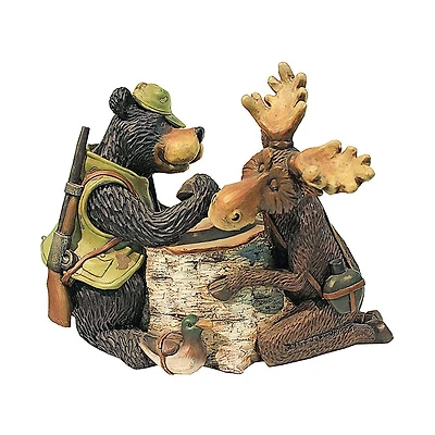Design Toscano 11" Moose & Black Bear Arm Wrestling Statue