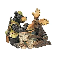 Design Toscano 11" Moose & Black Bear Arm Wrestling Statue