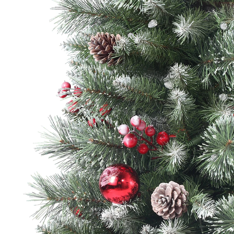 4.5ft. Pre-Lit Frosted Ithica Pine Artificial Potted Christmas Tree, Soft White C3 LED Lights