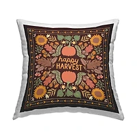 Stupell Industries Happy Harvest on Brown Outdoor Printed Pillow