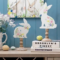 Glitzhome® 12.5" Easter Wooden Bunny Table Décor Set