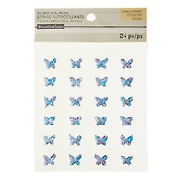 12 Packs: 24 ct. (288 total) Blue & Pink Iridescent Butterfly Bling Stickers by Recollections™