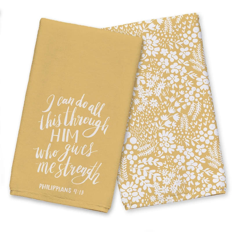 All Things Through Him Tea Towel Set