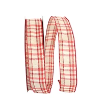 JAM Paper Holiday Twill Value Wired Edge Plaid Ribbon