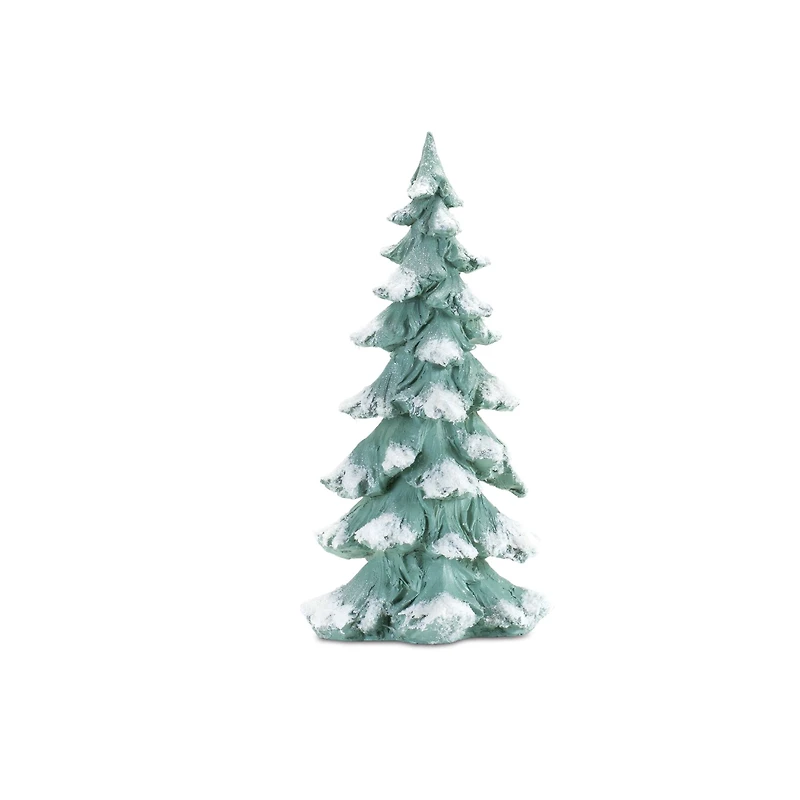 Flocked Seafoam Pine Tree with Carved Design Set