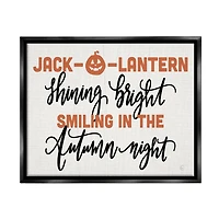 Stupell Industries Autumn Jack-o-Lantern Phrase Framed Floater Canvas Wall Art