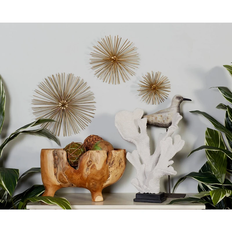 Gold Tin Contemporary Abstract Wall Accent Set