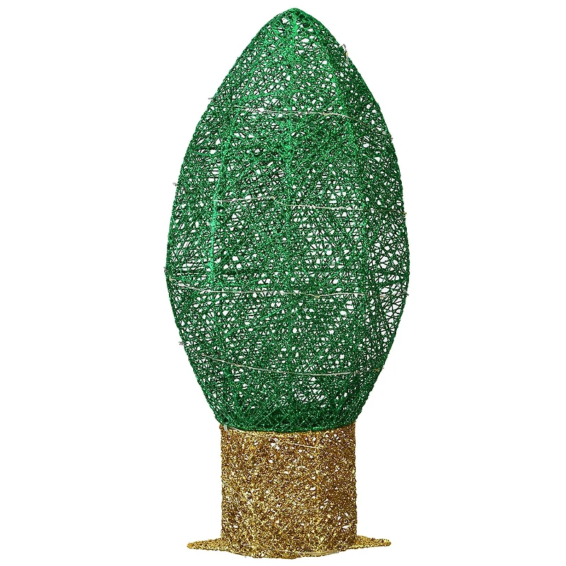 20" Pre-Lit Green Christmas Light Bulb Decoration