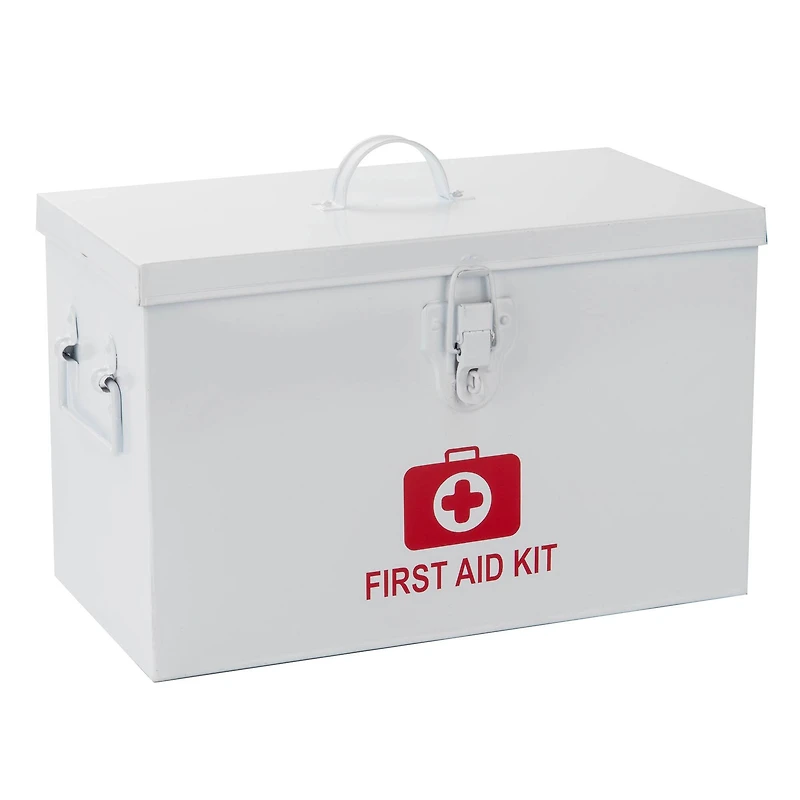 Mind Reader White Large First Aid Kit Box With Detachable Tray & Top Handles