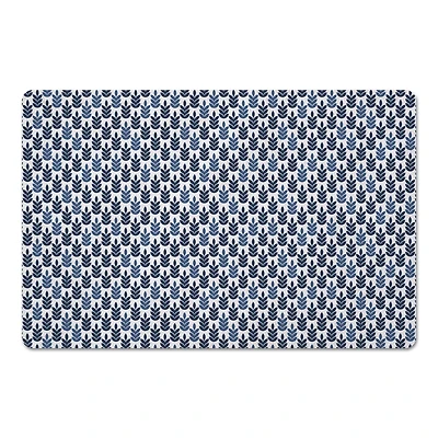Navy and Blue Leaf Pattern Floor Mat