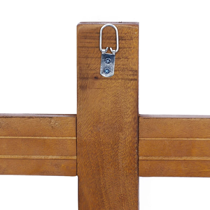 Brown Wood Rustic Cross Sculpture, 18" x 10" x 4"