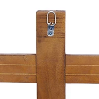 Brown Wood Rustic Cross Sculpture, 18" x 10" x 4"