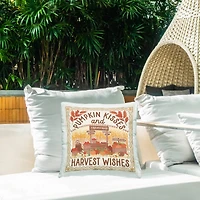 Stupell Industries Pumpkin Kisses Fall Scene Outdoor Printed Pillow