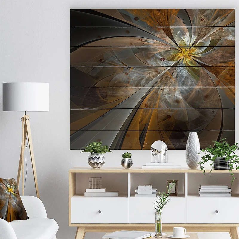 Designart - Symmetrical Yellow Fractal Flower