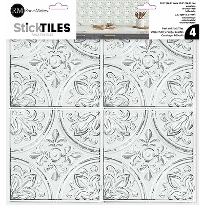 RoomMates White Tin Peel & Stick Tile Backsplash StickTiles®