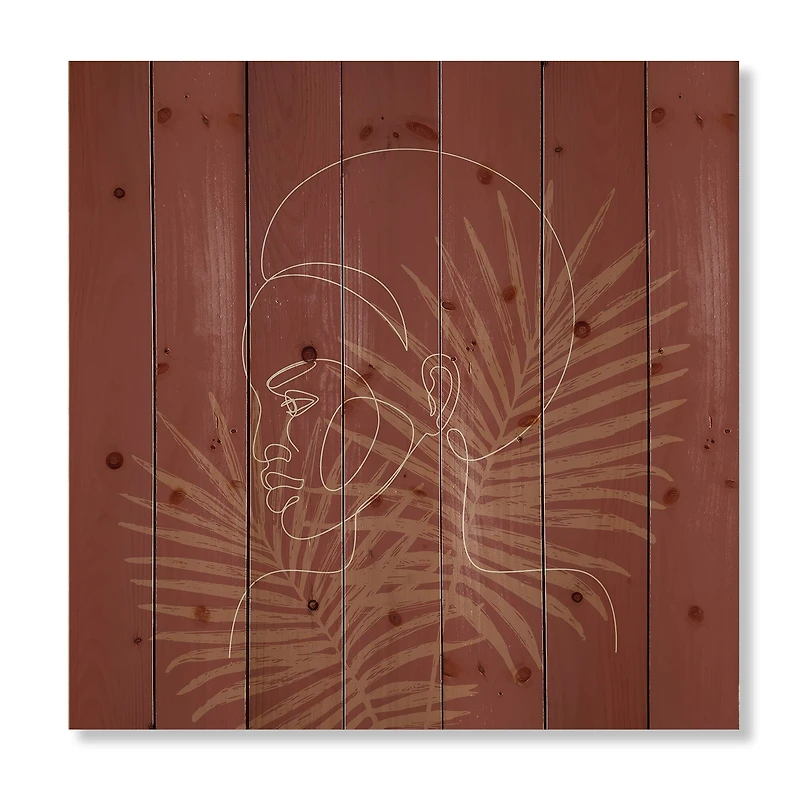 Designart - Sillhouette of Afro American Girl on Palm Leaves