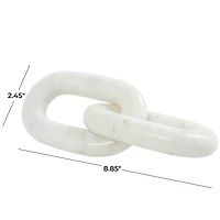 9" Marble Geometric 2 Link Chain Sculpture Décor