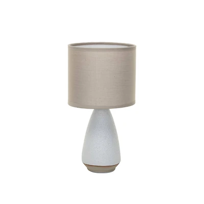 Hello Honey® 10.75" White Speckled Stoneware Table Lamp with Linen Shade
