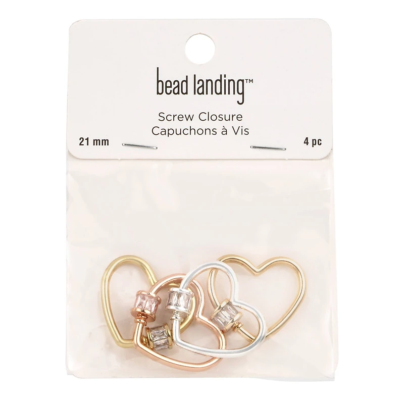 21mm Mixed Heart-Shaped Screw Closures, 4ct. by Bead Landing™