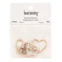21mm Mixed Heart-Shaped Screw Closures, 4ct. by Bead Landing™