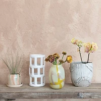 Hello Honey® 12" White Cut-Out Decorative Stoneware Lantern Candle Holder