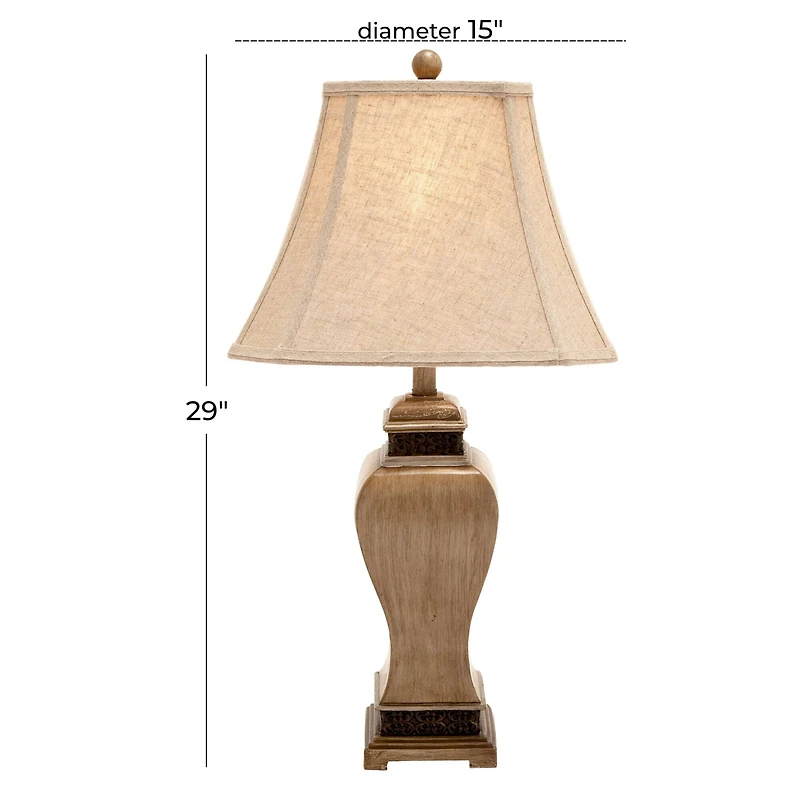 Set of 2 Brown Polystone Rustic Table Lamp, 29"
