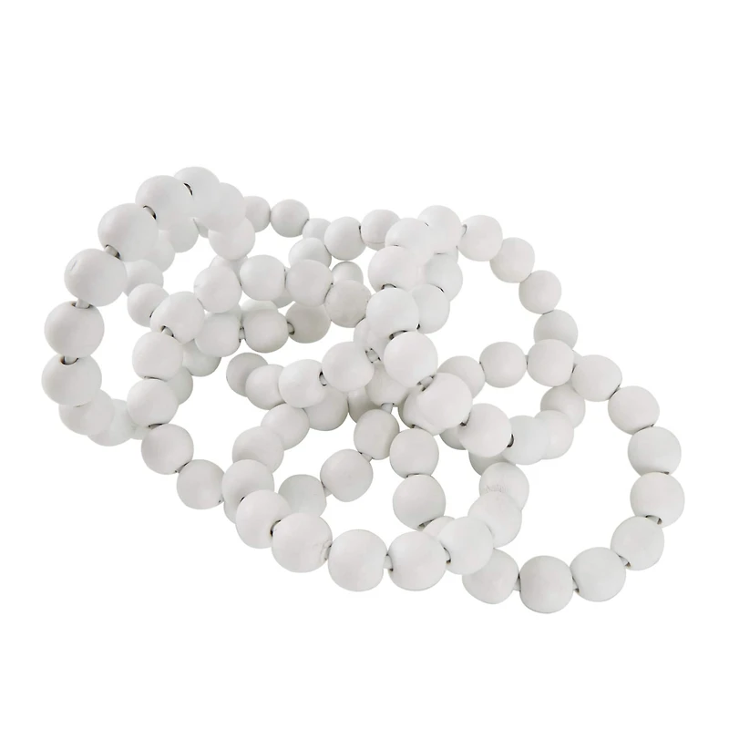 20" White Wood Chain Beaded 7 Link Sculpture