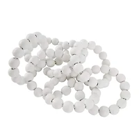 20" White Wood Chain Beaded 7 Link Sculpture