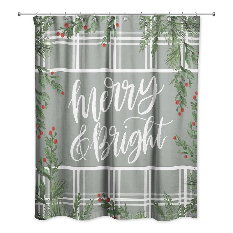 Merry & Bright Greenery Shower Curtain