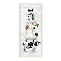 Stupell Industries Country Farm Animal Stack Cow Sheep Pig Rooster,7" x 17"