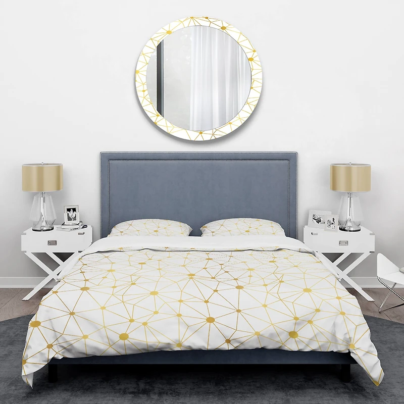 Designart 'Golden Grid I' Mid-Century Duvet Cover Set