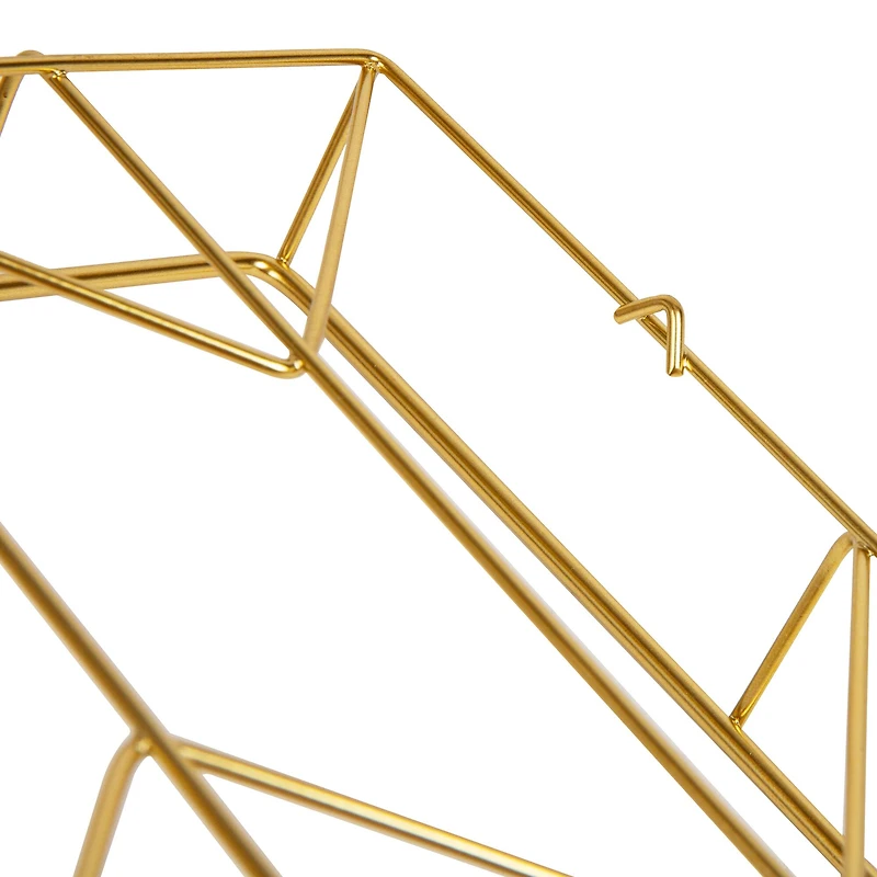 Mind Reader Gold Geometric Paper Tray, Modern Organizer for Documents, Folders, and Office Supplies, Durable and Stylish, Metal, Gold