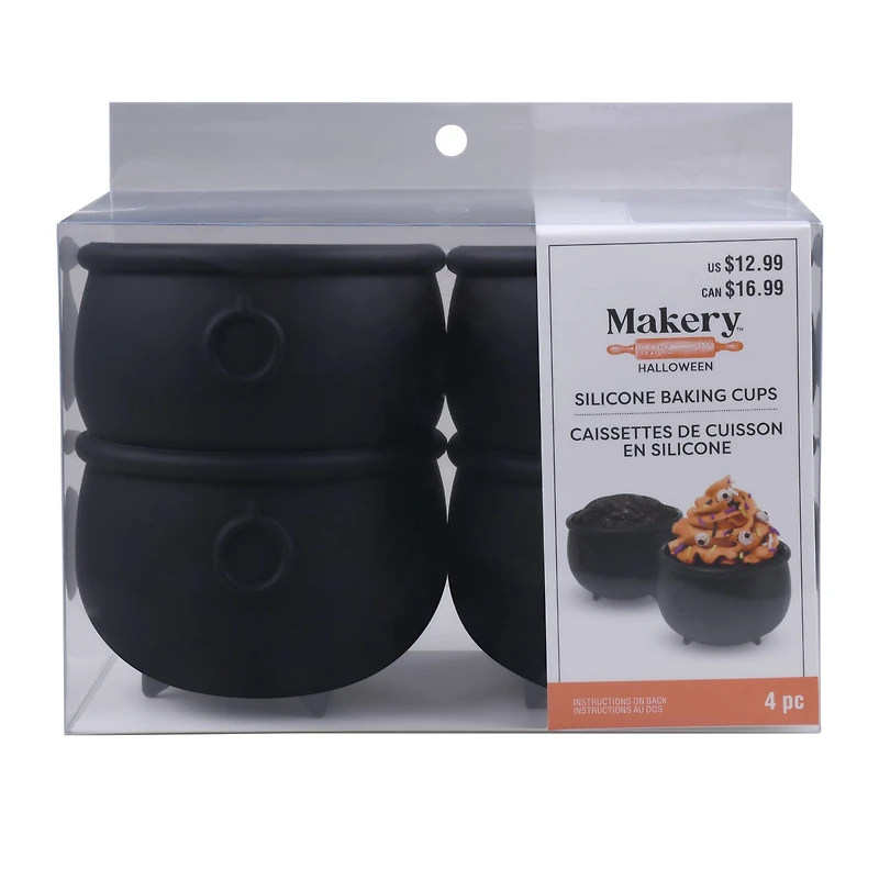 3.75" Black Cauldron Silicone Baking Cups, 4ct. by Makery™
