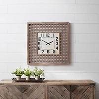Square Fir Wood Wall Clock