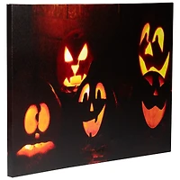 LED Lighted Silly & Spooky Jack-O-Lanterns Halloween Canvas Wall Art