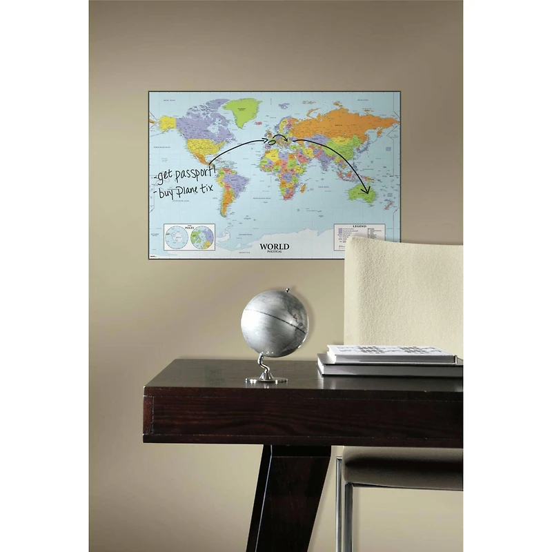 RoomMates World Map Dry Erase Peel & Stick Giant Decals