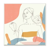 Stupell Industries Female Line Portrait Wooden Wall Plaque