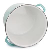 Martha Stewart 12qt. Turquoise Enamel On Steel Stock Pot With Glass Lid