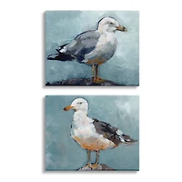 Stupell Industries Seagull Stance Nautical Bird Portrait Blue Grey Canvas Wall Art